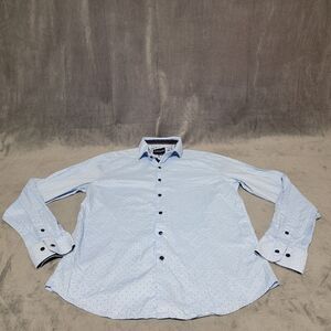 Denim And Flower Ricky Singh Shirt Mens Med Button Up Long Sleeve Blue Polka Dot